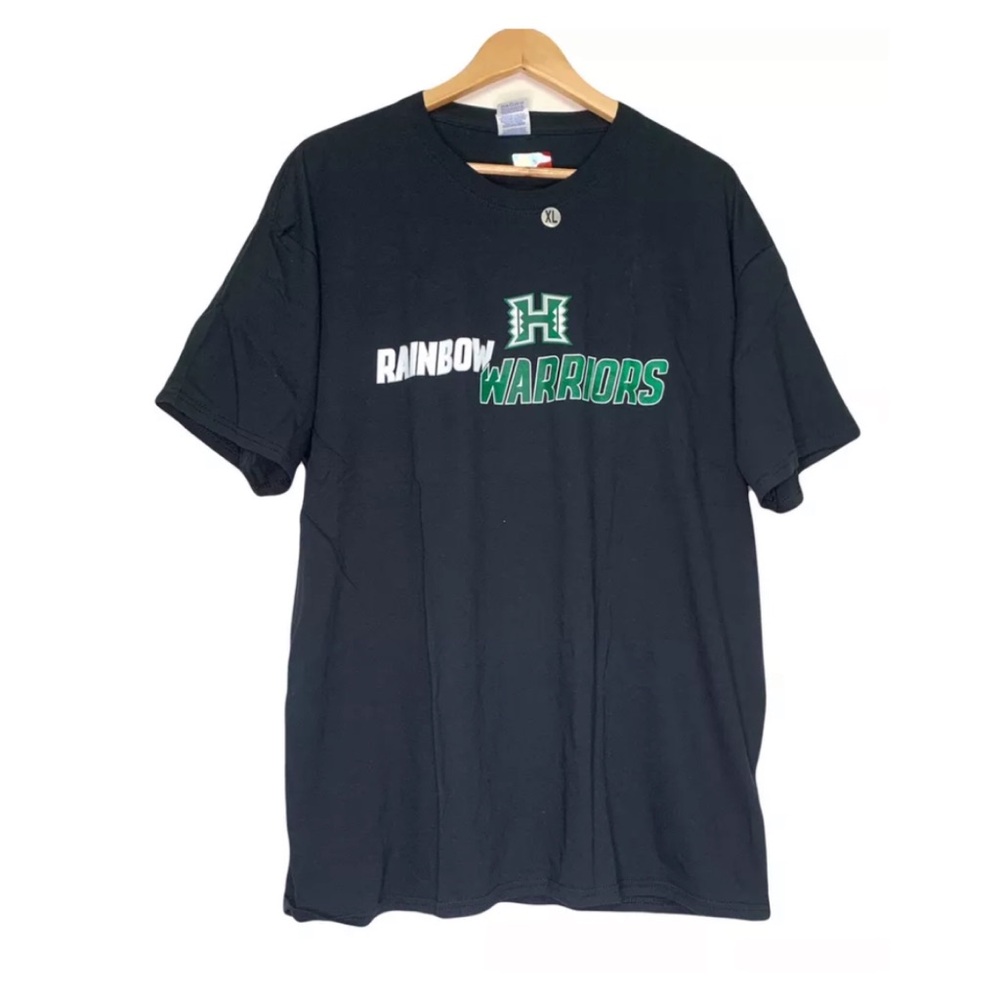 UH Hawaii Rainbow Warriors T Shirt Tee Men XL Black Short Sleeve Cotton College